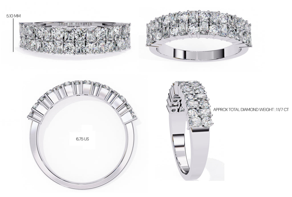 Radiant Diamond Side Stone Eternity Ring