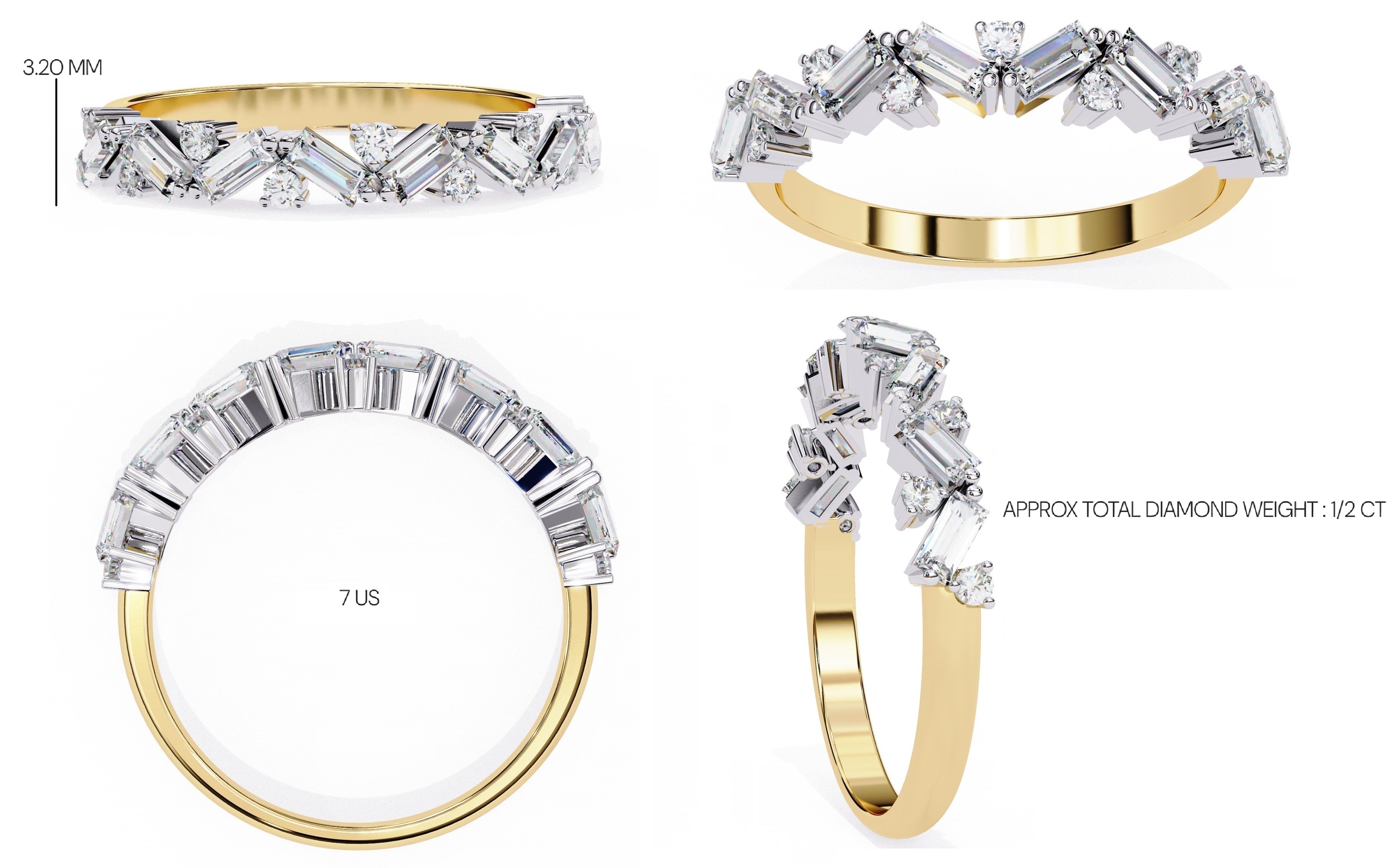 Radiant Diamond Side Stone Eternity Ring