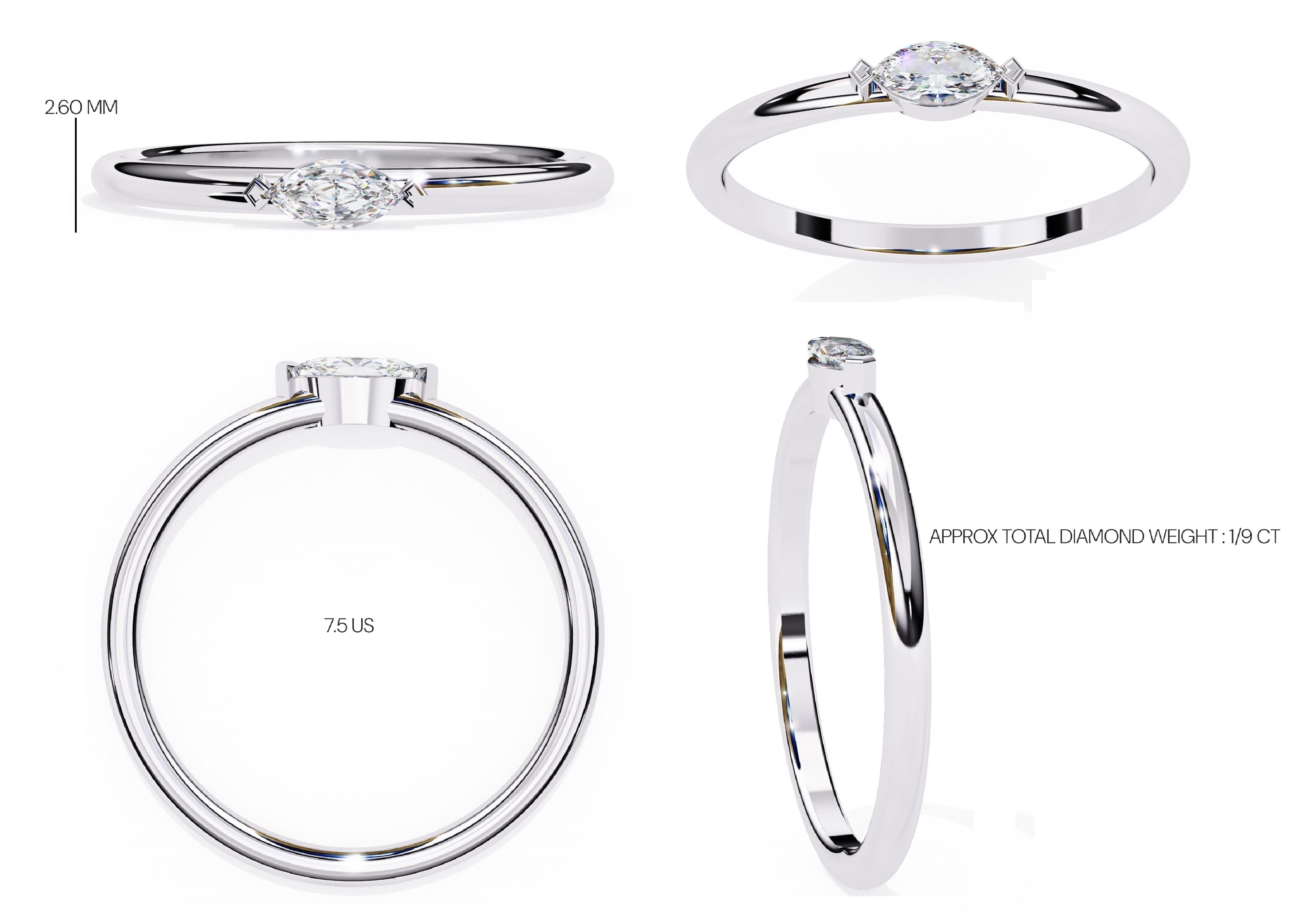 Radiant Solitaire Central Stone Ring