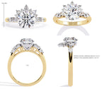 Radiant Central Stone Diamond Ring with Shimmering Side Accents