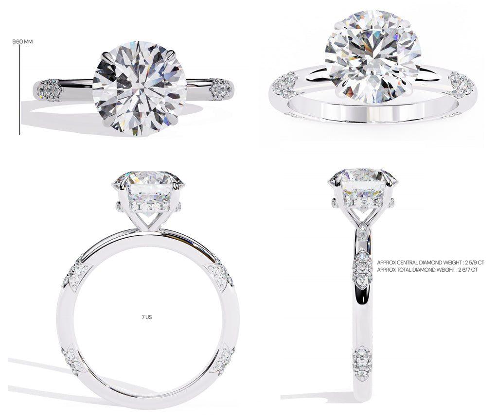 Exquisite VVS1 Diamond Central Stone Ring with Brilliant Side Accents
