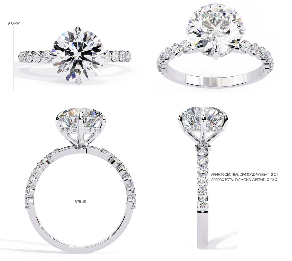 Radiant Central Brilliance Side Stone Ring