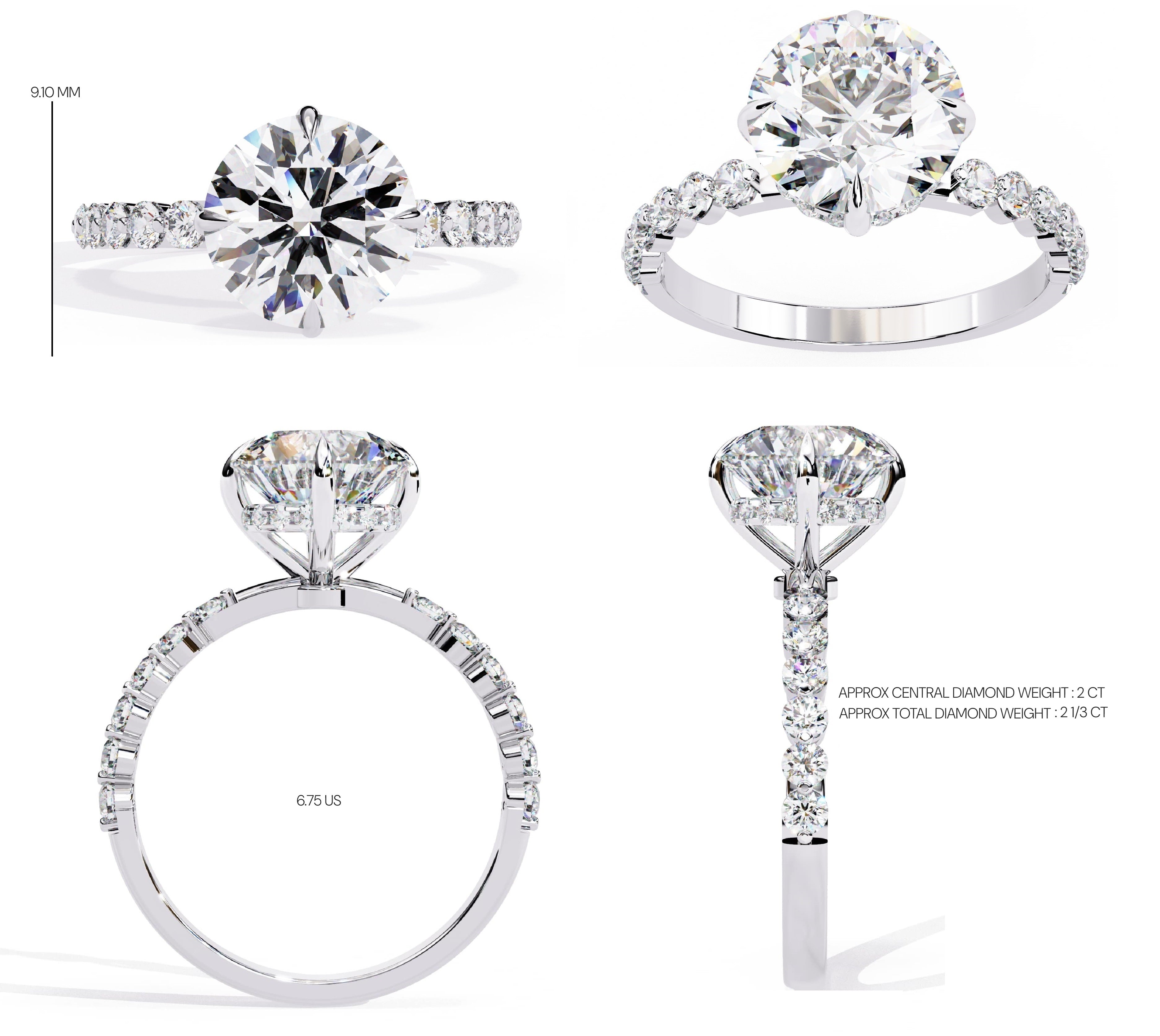 Radiant Central Brilliance Side Stone Ring