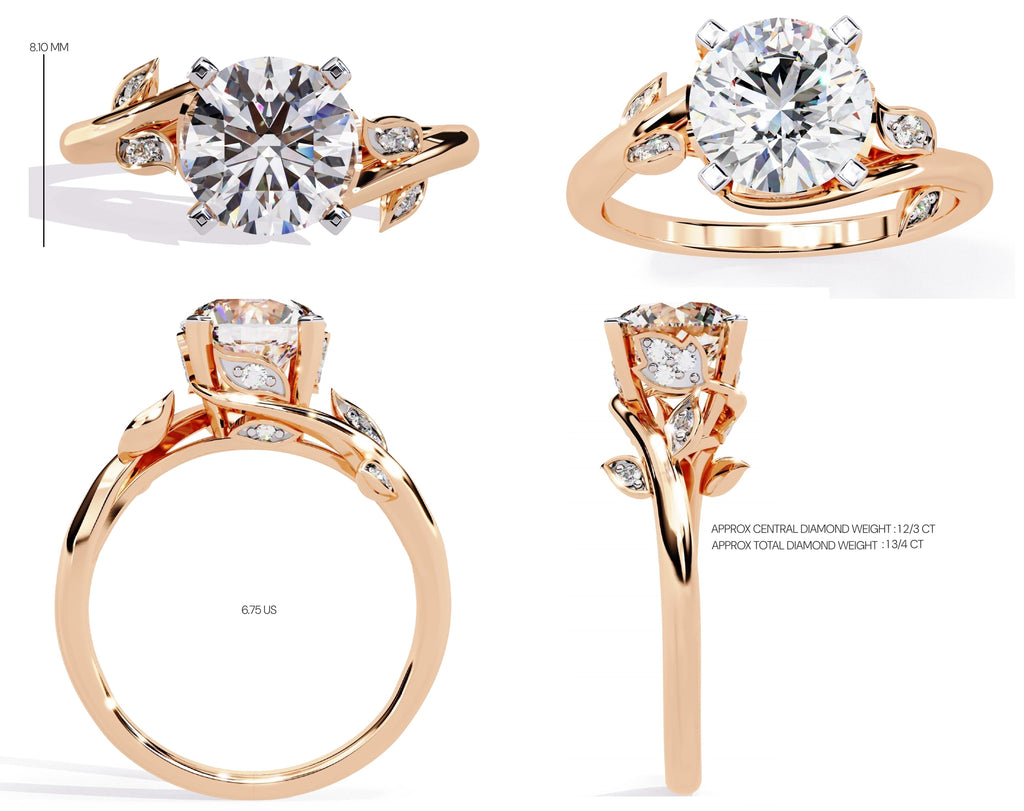 Exquisite Central Stone Diamond Ring with Shimmering Side Accents