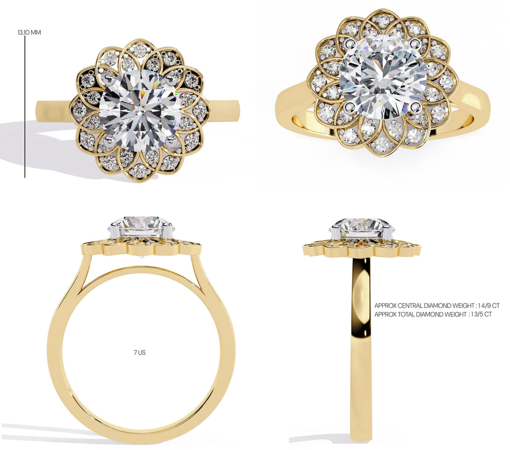 Elegant Central Stone Diamond Ring with Side Brilliance