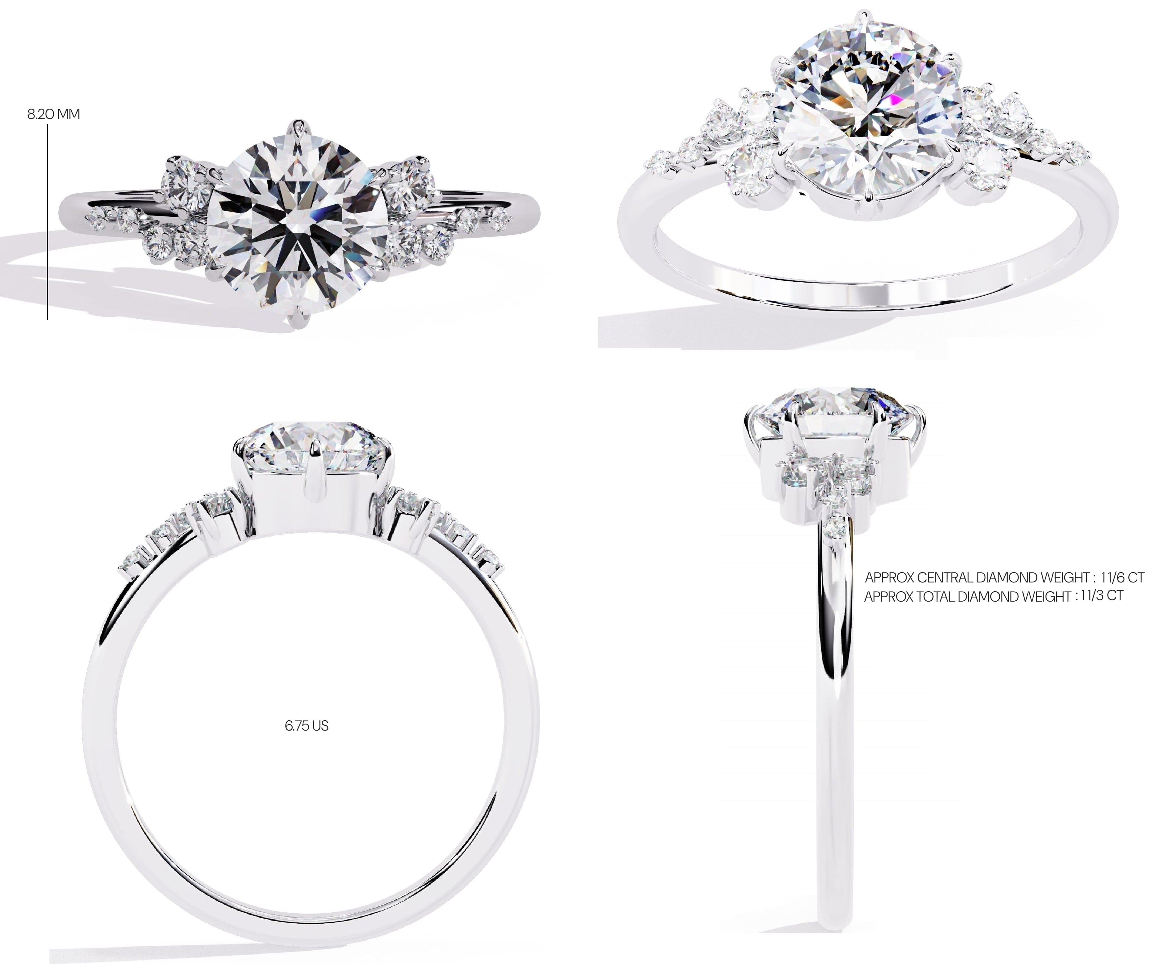 Elegant Central Stone Brilliance Ring with Side Accents