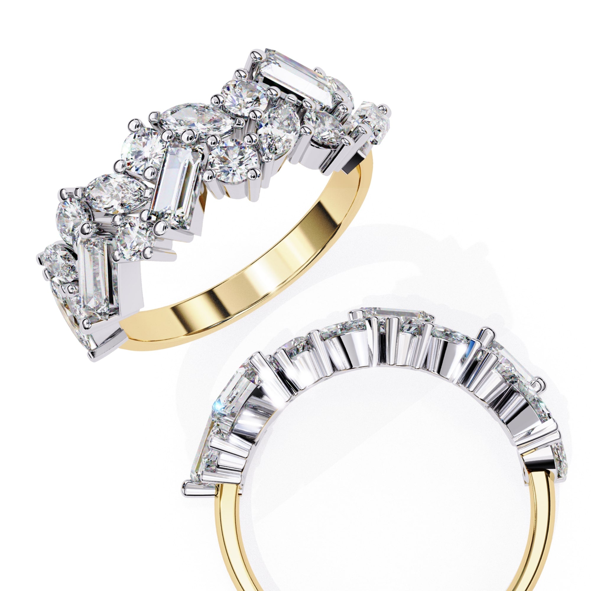 Radiant Brilliance Side Stone Diamond Ring