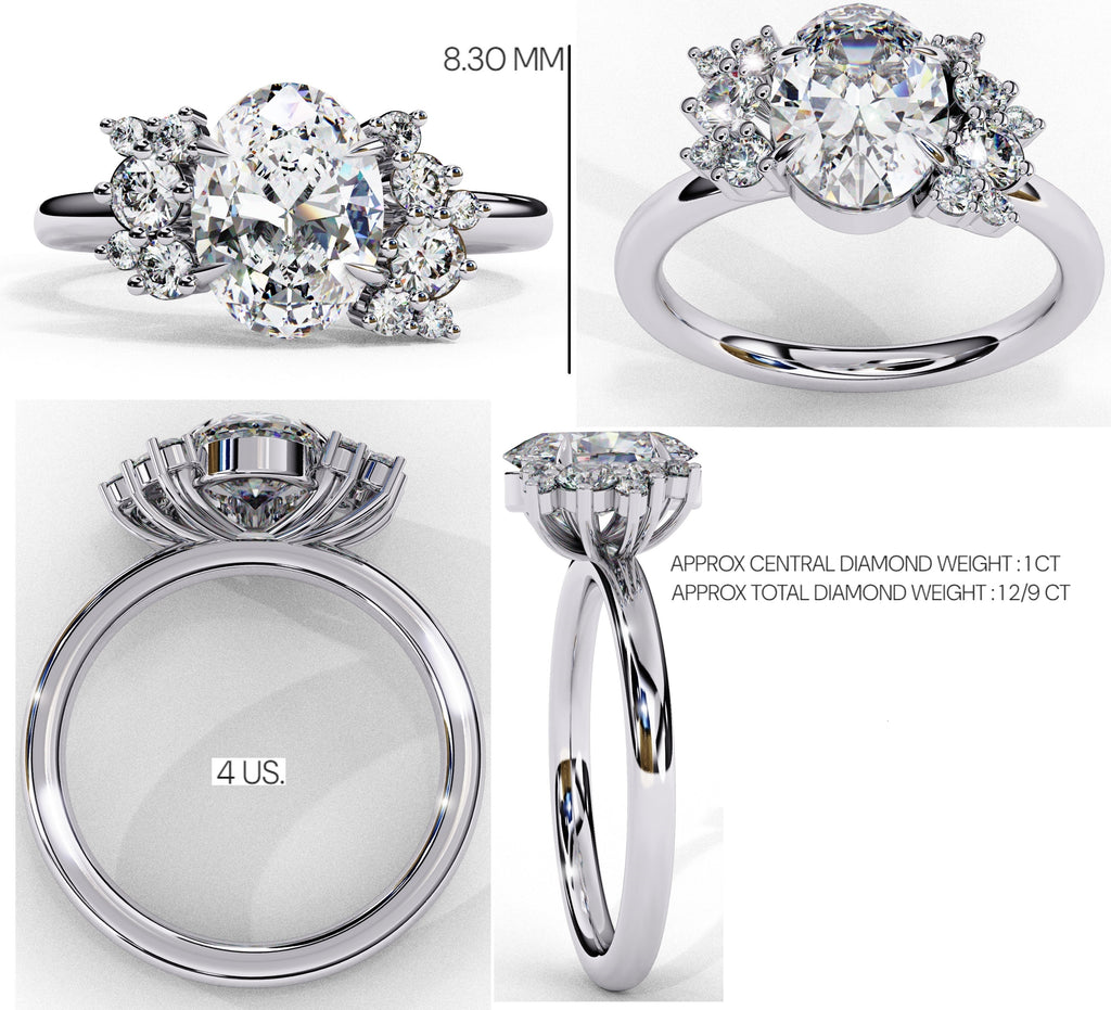 Elegant Central Stone Diamond Ring with Side Accents