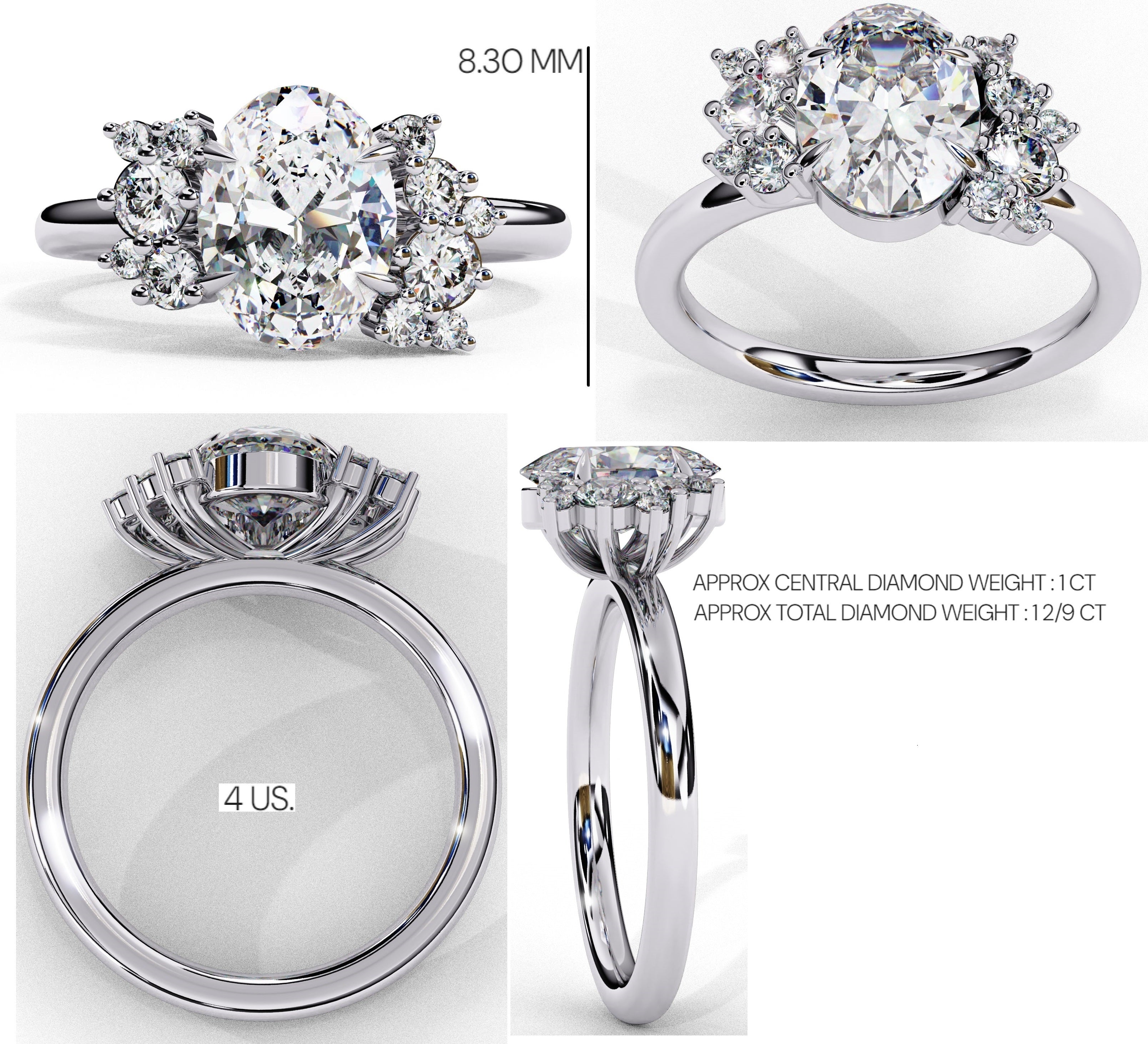 Elegant Central Stone Diamond Ring with Side Accents