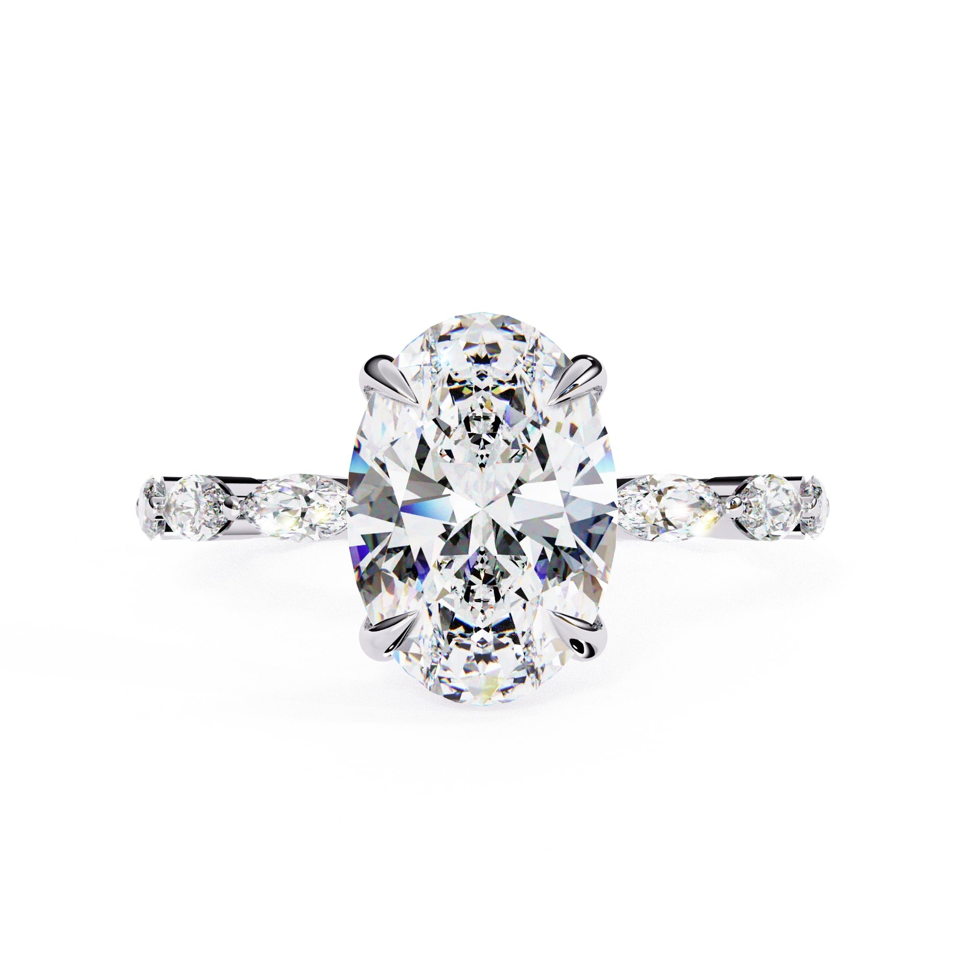 Elegant Diamond Central Stone Ring with Brilliant Side Accents