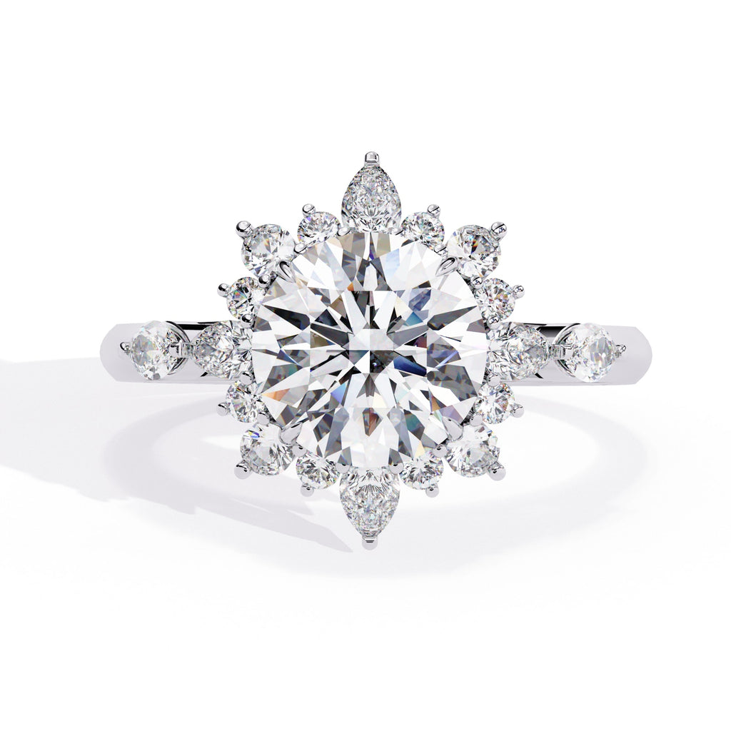 Radiant Central Stone Diamond Ring with Sparkling Side Accents