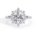 Radiant Central Stone Diamond Ring with Sparkling Side Accents