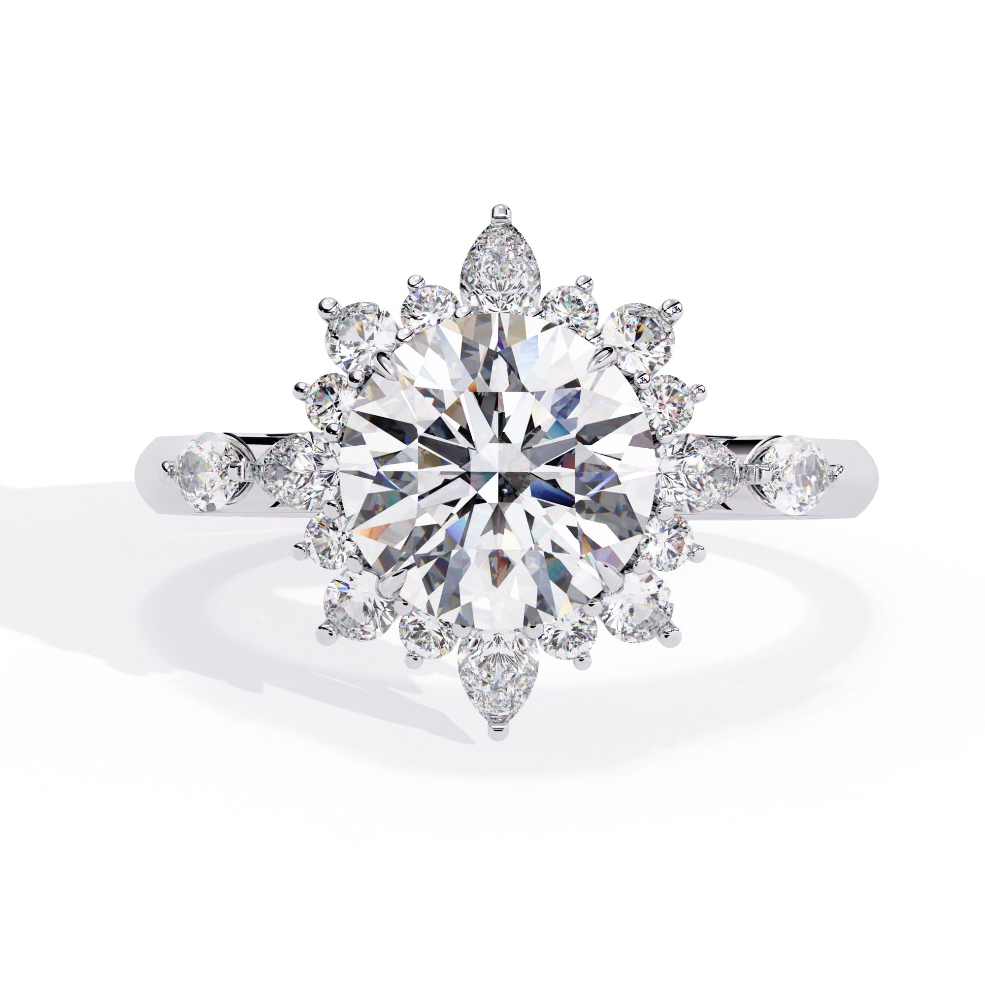 Radiant Central Stone Diamond Ring with Sparkling Side Accents
