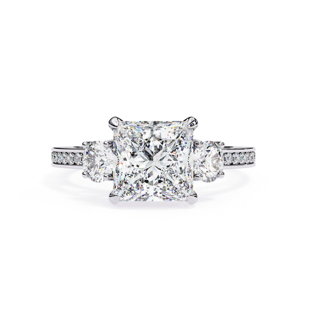 Elegant Diamond Central Stone Ring with Shimmering Side Accents