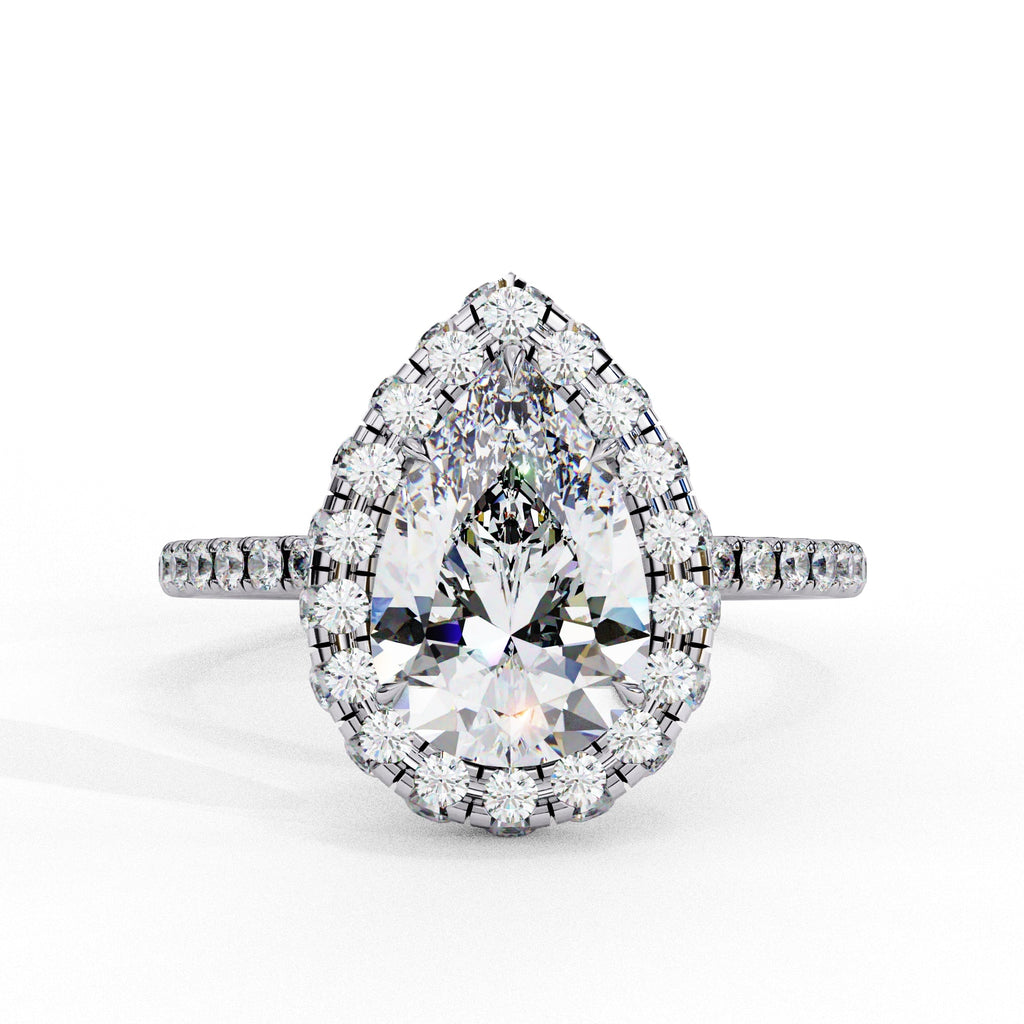 Elegant Central Stone Diamond Halo Ring