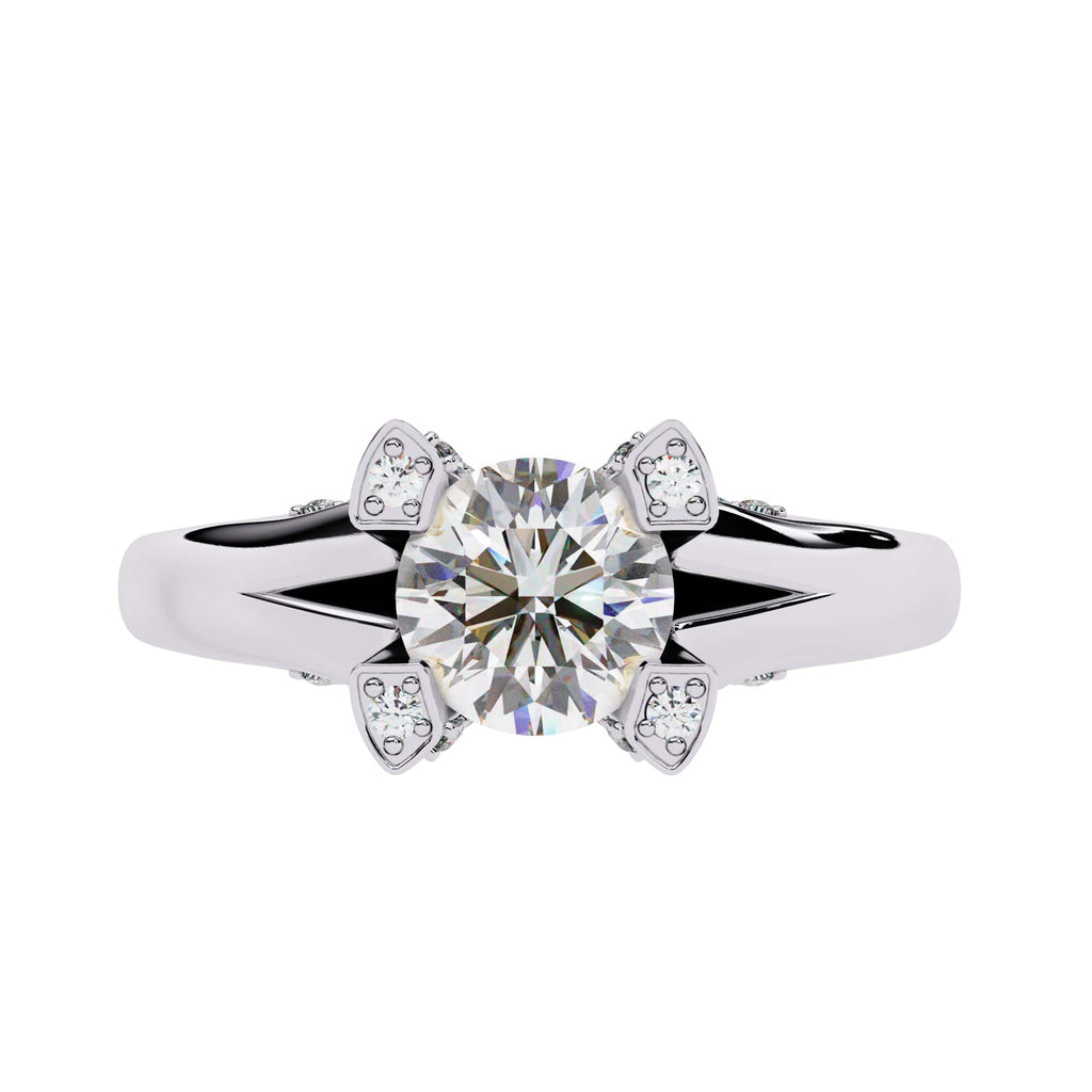 Elegant Diamond Central Stone Ring with Brilliant Side Accents