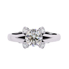 Elegant Diamond Central Stone Ring with Brilliant Side Accents
