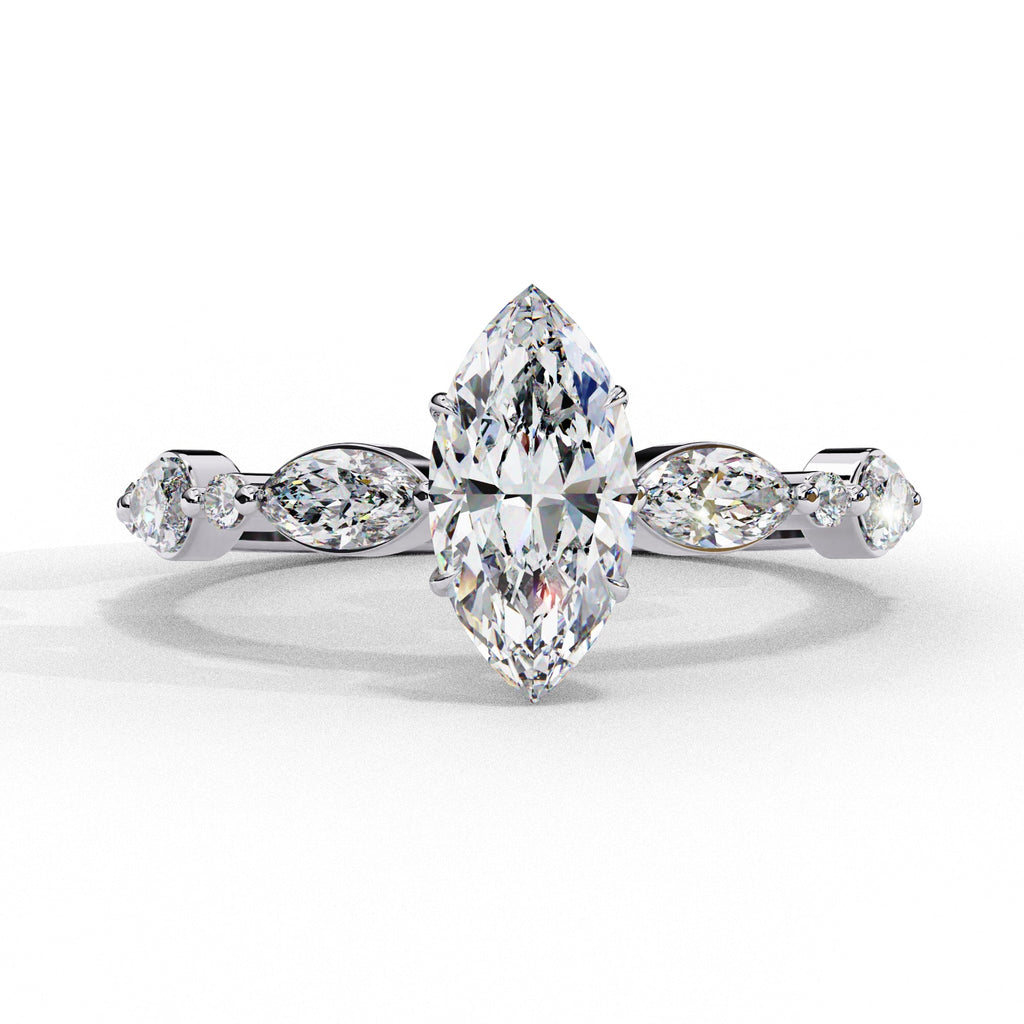 Elegant Central Stone Diamond Ring with Radiant Side Accents