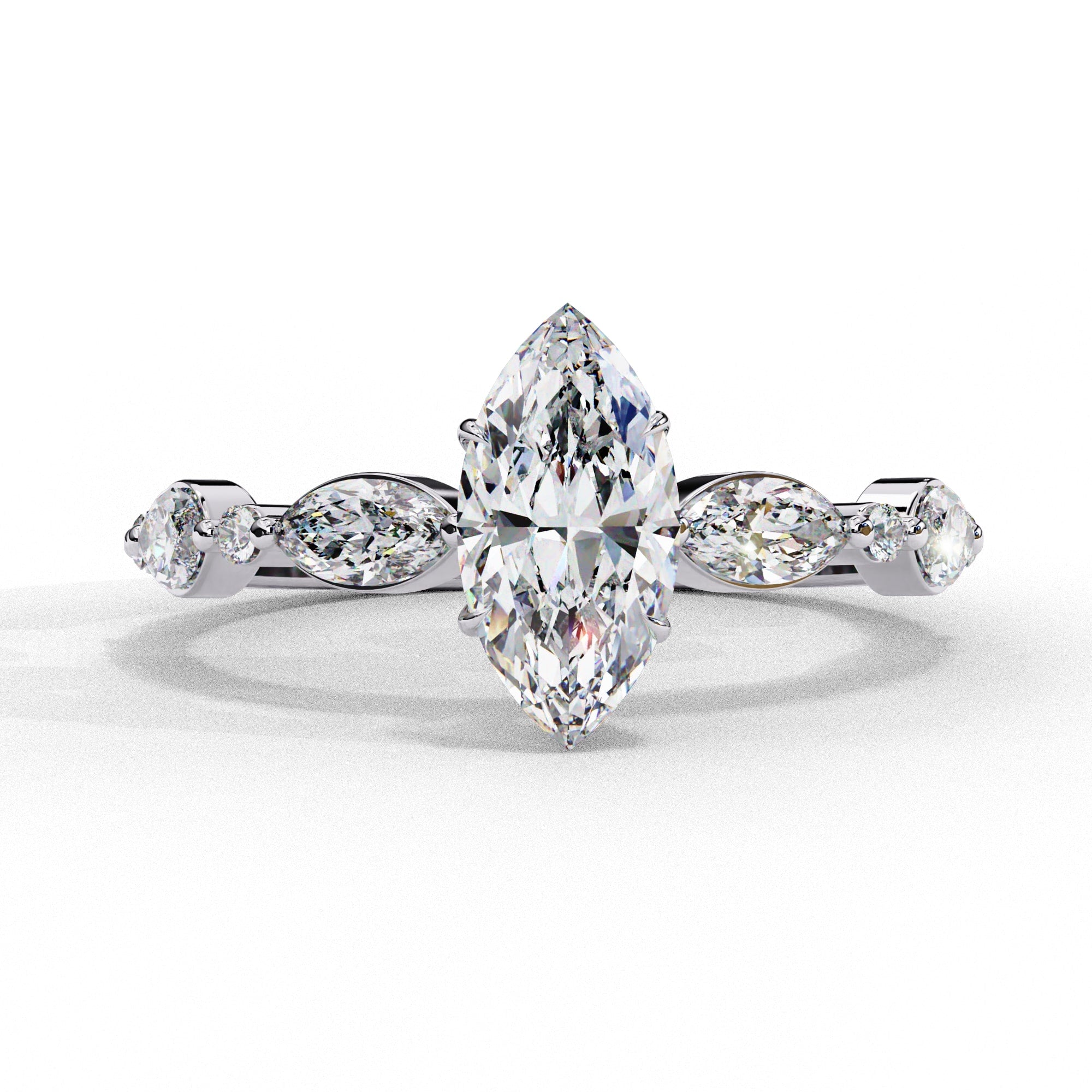 Elegant Central Stone Diamond Ring with Radiant Side Accents