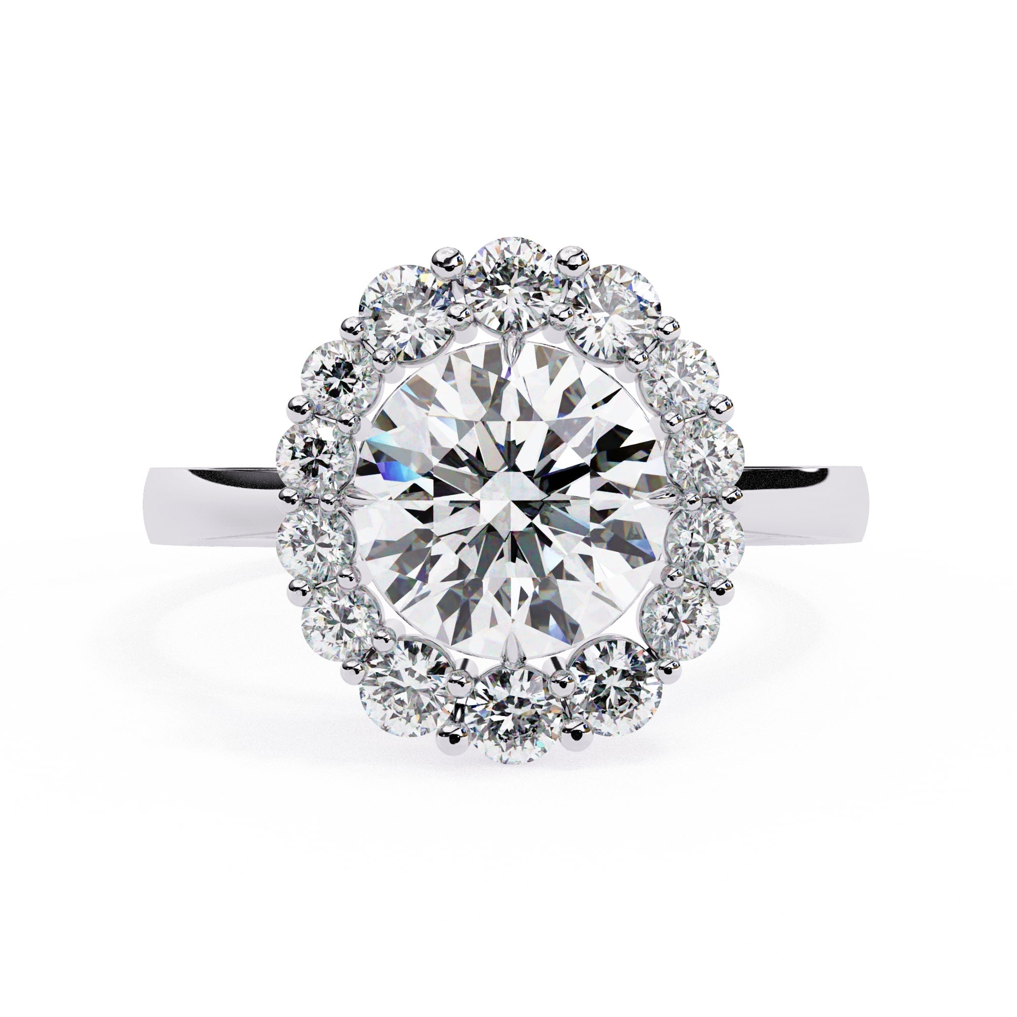 Elegant Central Stone Diamond Halo Ring