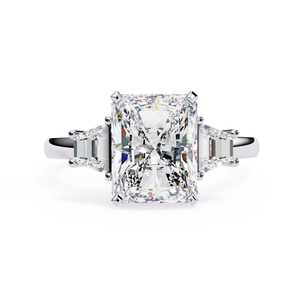 Radiant Central Stone Diamond Side Accents Ring