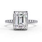 Radiant Central Stone Diamond Ring with Shimmering Side Accents