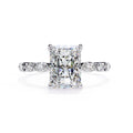 Radiant Central Stone Diamond Ring with Shimmering Side Accents