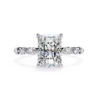 Radiant Central Stone Diamond Ring with Shimmering Side Accents