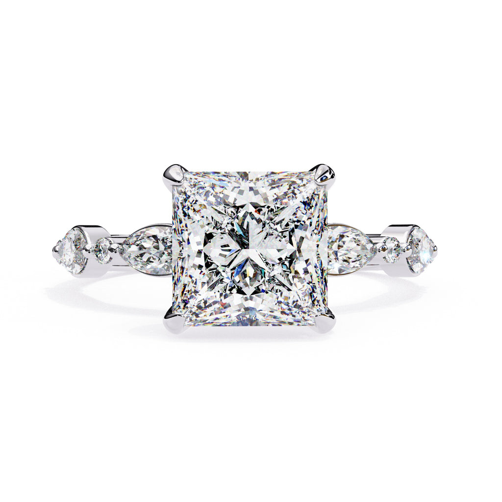 Elegant Central Stone Diamond Ring with Radiant Side Accents