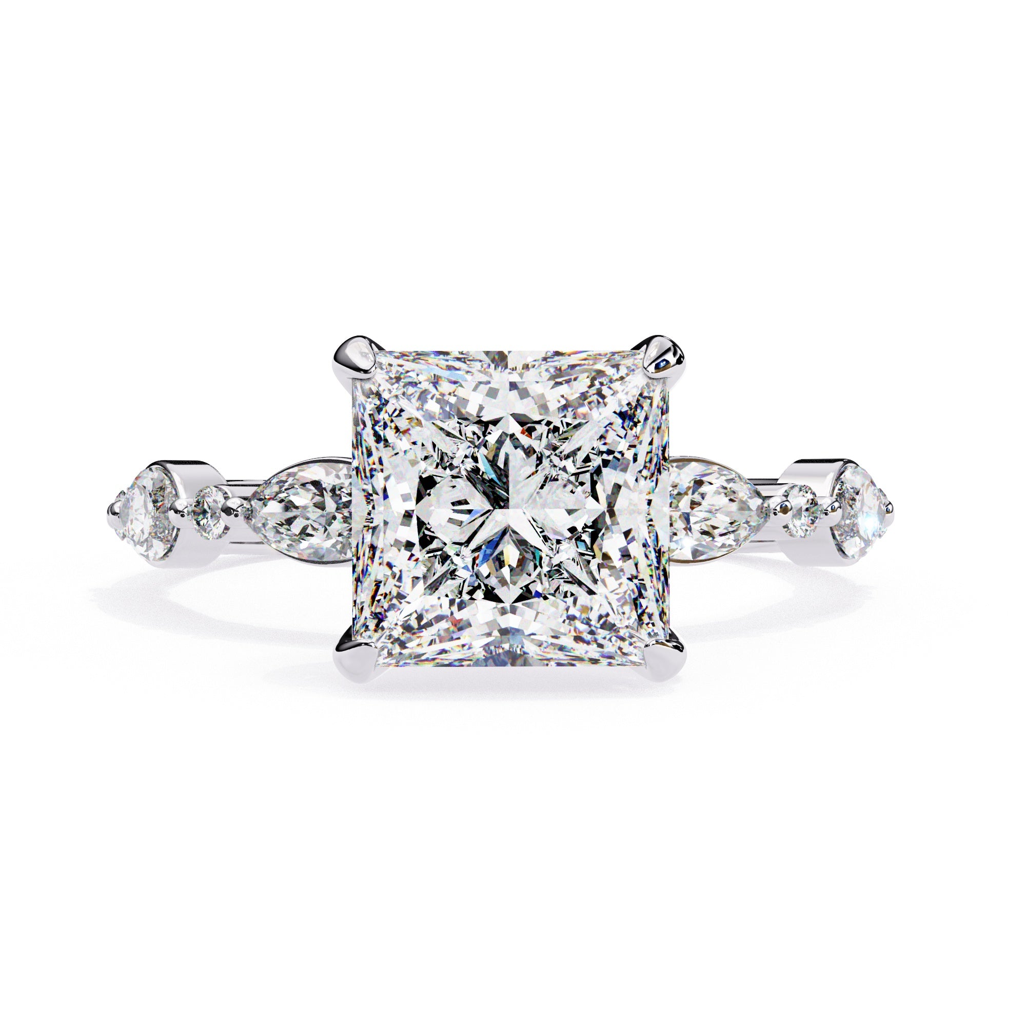 Elegant Central Stone Diamond Ring with Radiant Side Accents