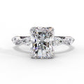 Radiant Central Stone Diamond Ring with Shimmering Side Accents