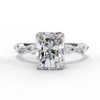 Radiant Central Stone Diamond Ring with Shimmering Side Accents