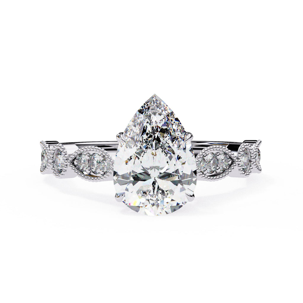 Radiant Central Stone Diamond Ring with Shimmering Side Accents