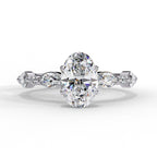 Radiant Central Stone Diamond Ring with Shimmering Side Accents