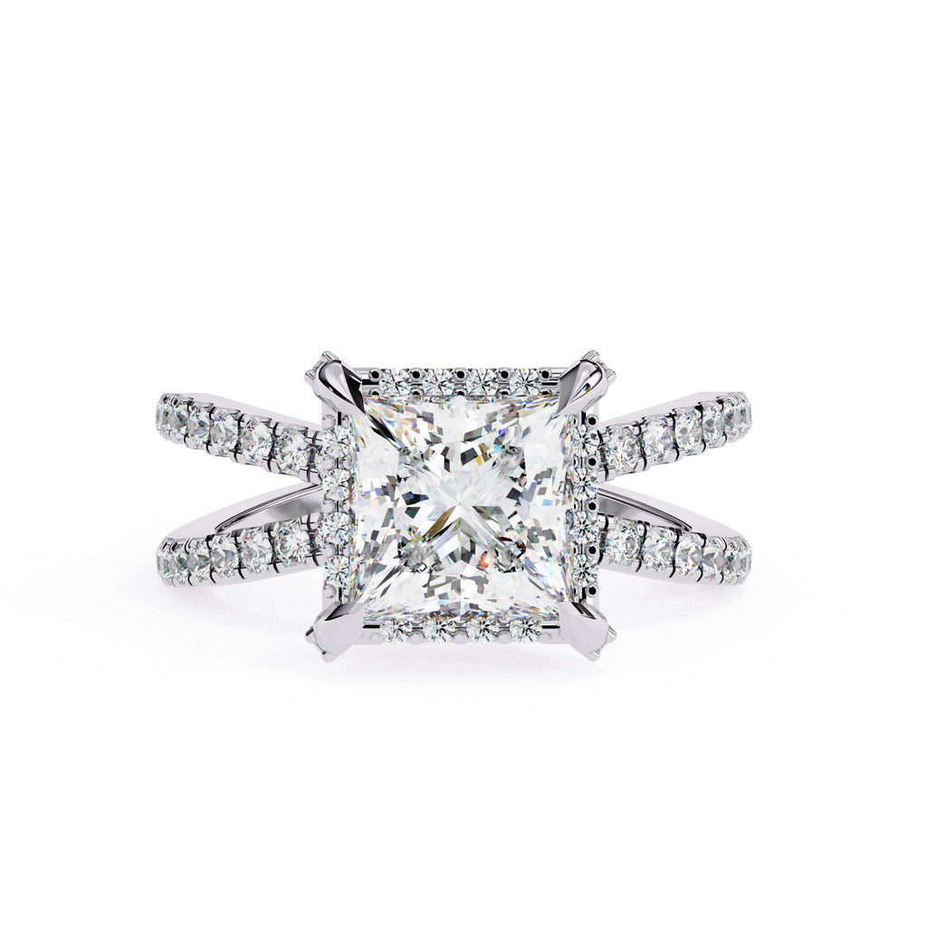 Radiant Central Stone Diamond Elegance Ring