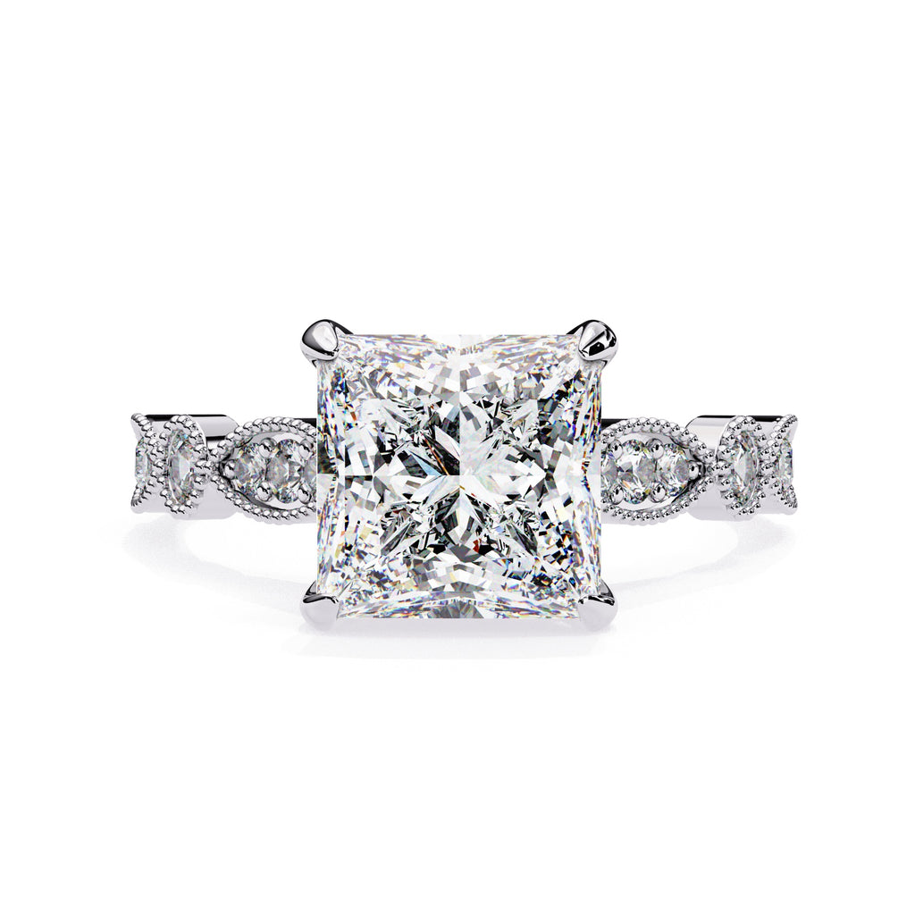 Elegant Central Stone Diamond Ring with Radiant Side Accents