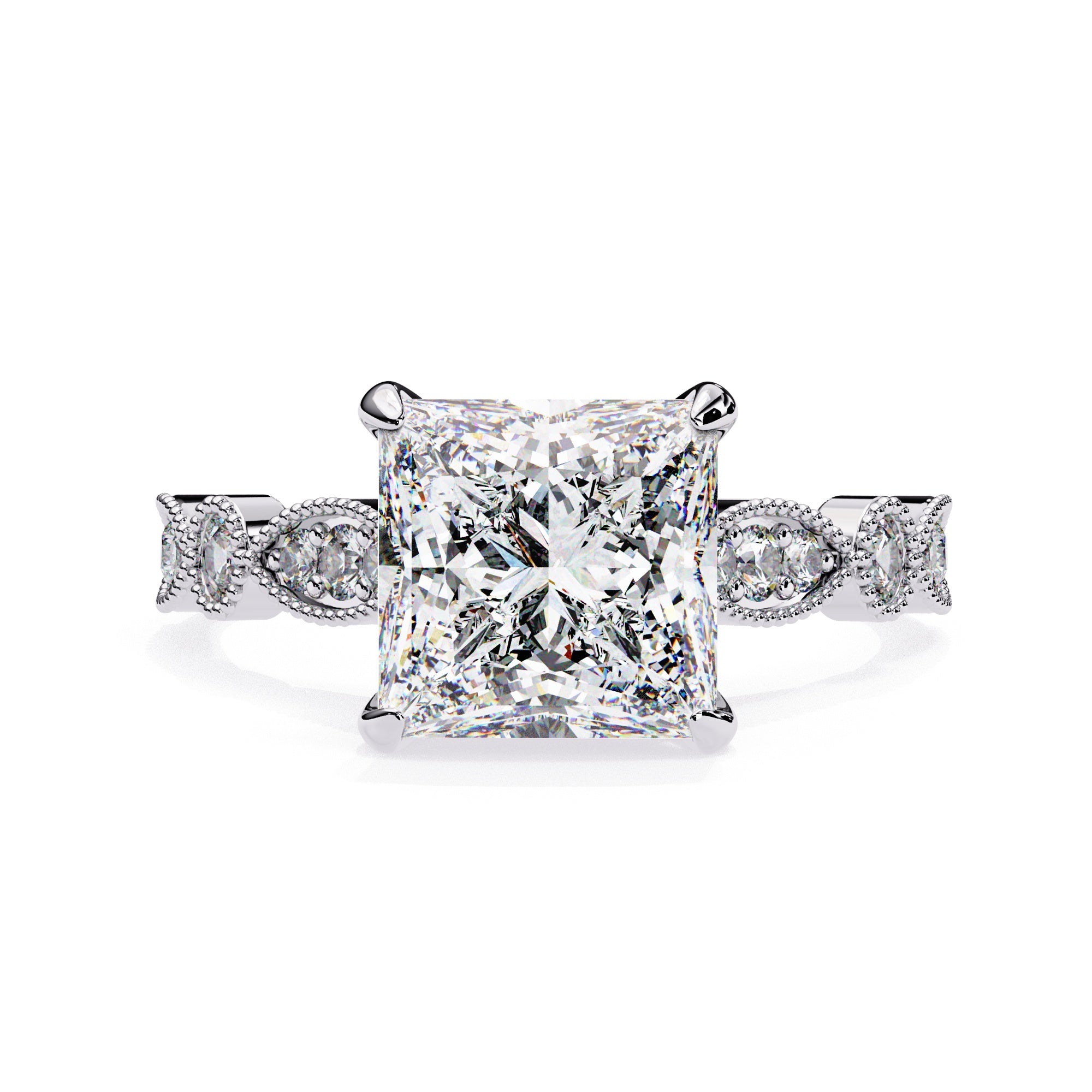 Elegant Central Stone Diamond Ring with Radiant Side Accents