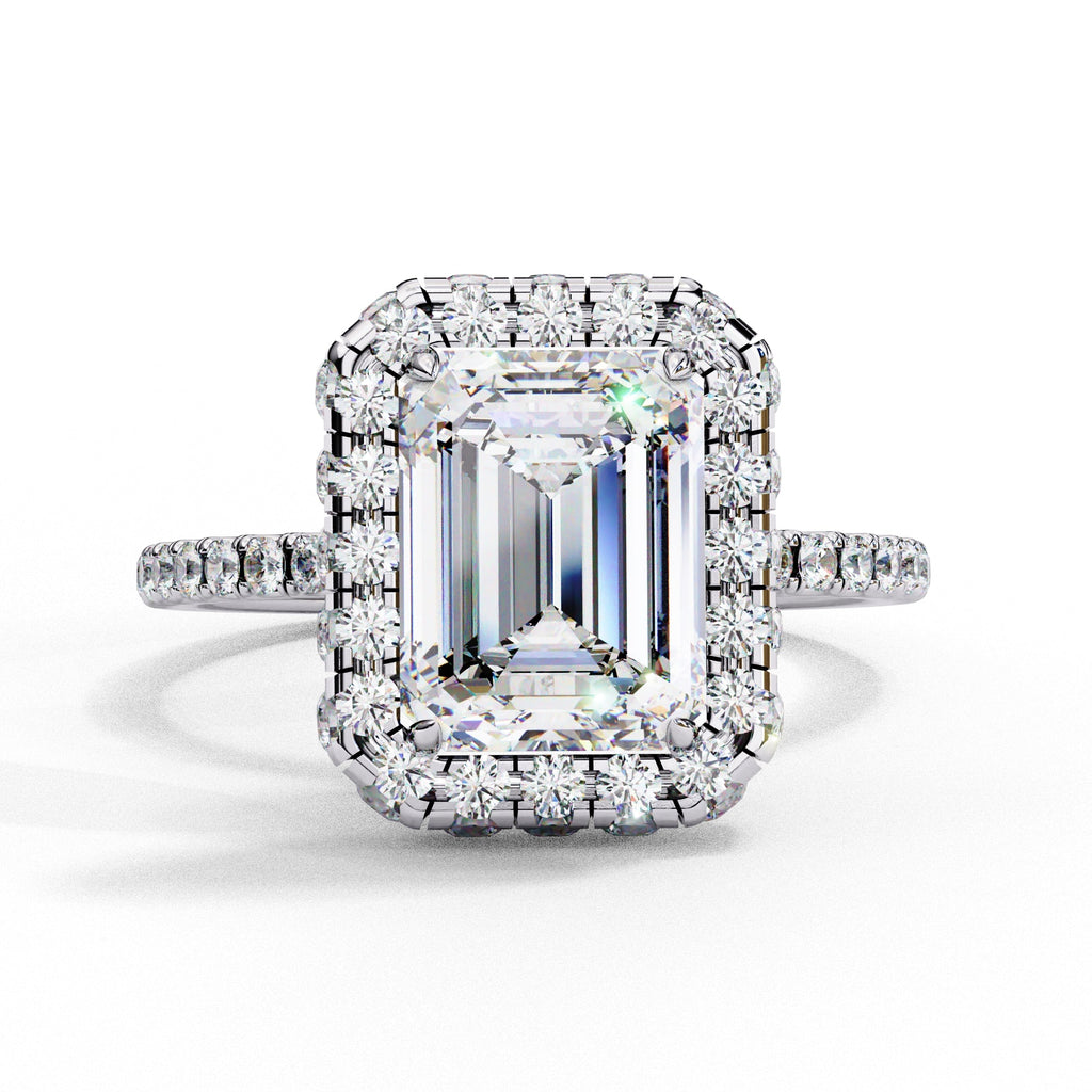 Radiant Central Stone Diamond Ring with Shimmering Side Accents