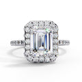 Radiant Central Stone Diamond Ring with Shimmering Side Accents