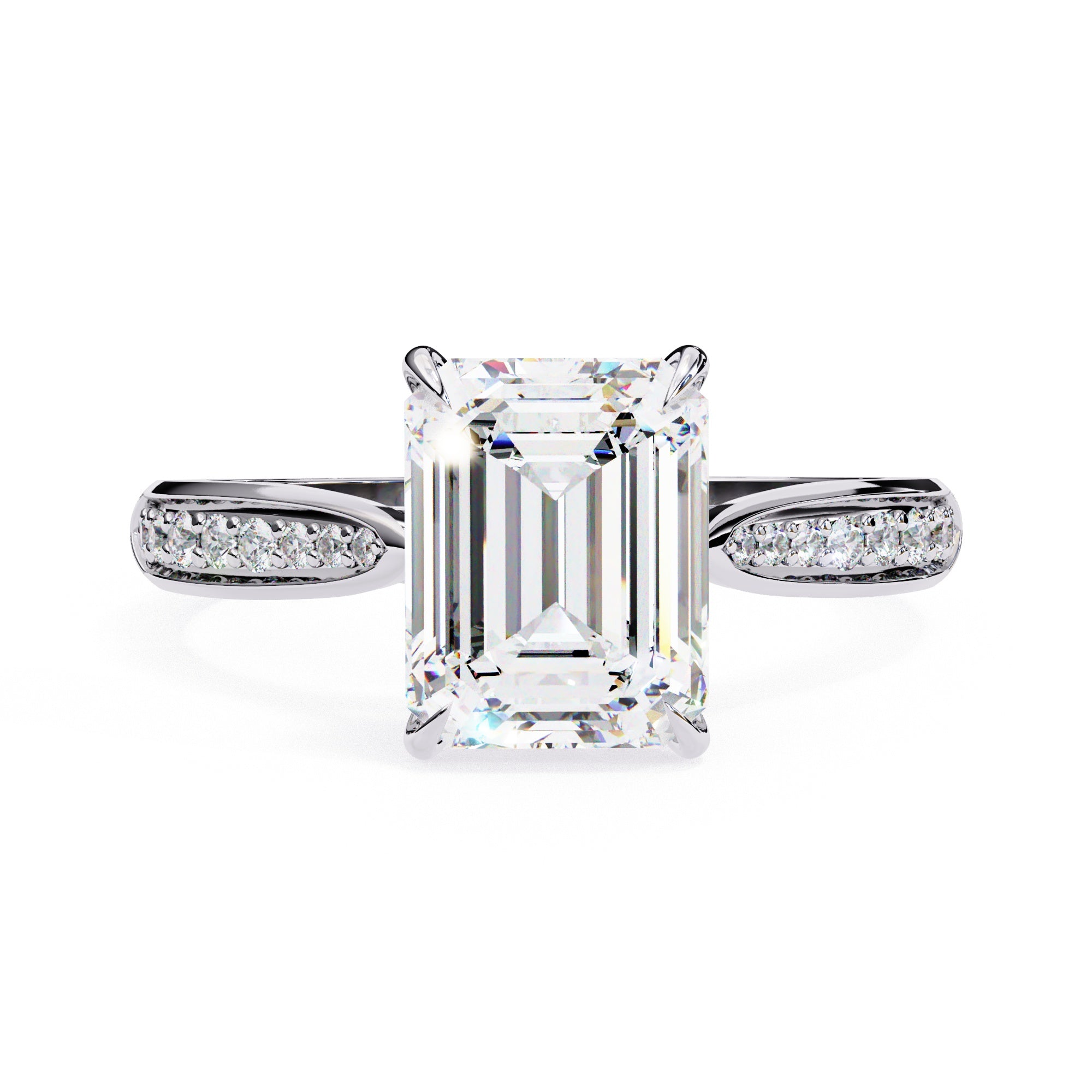 Elegant Central Stone Diamond Side Accent Ring