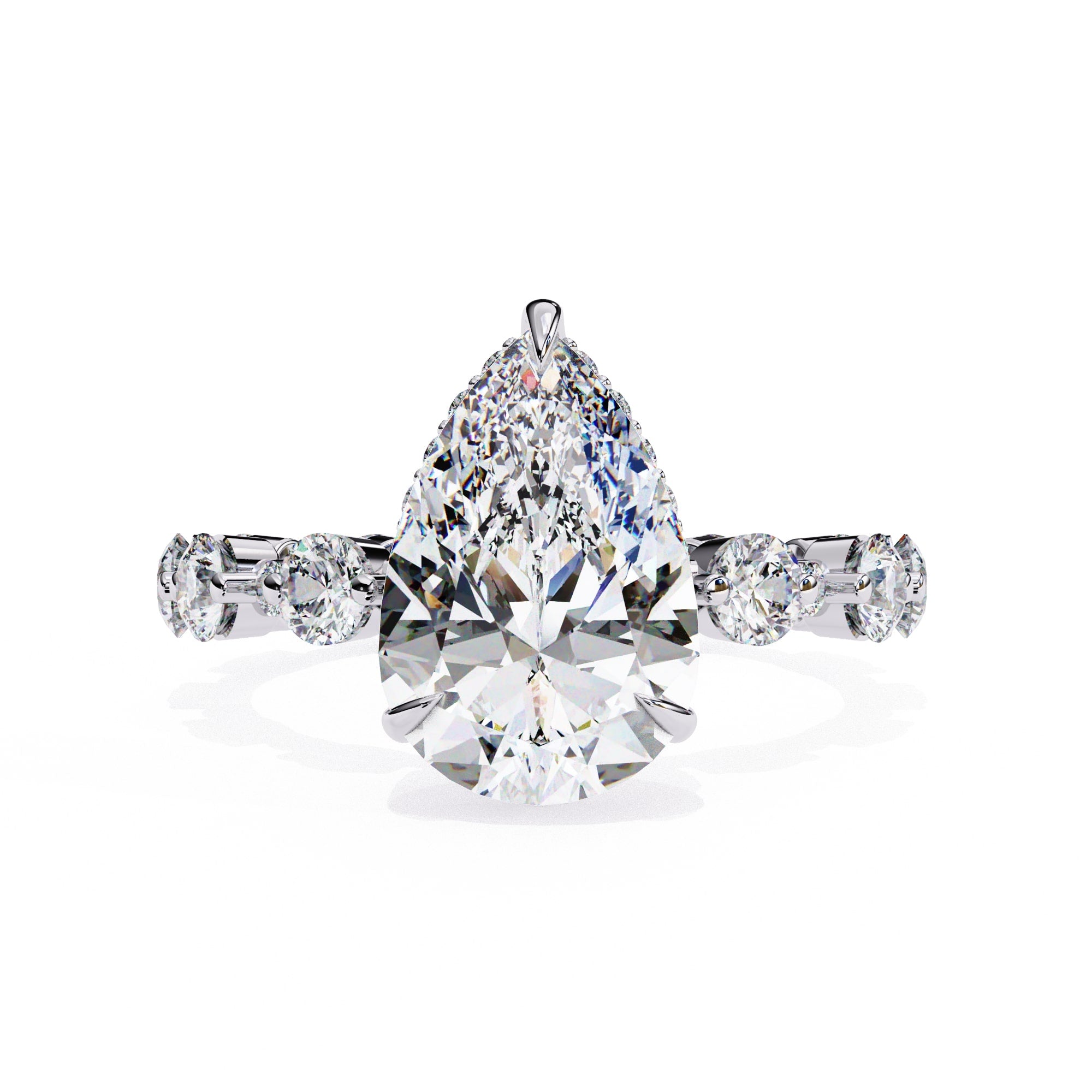 Radiant Central Stone Diamond Ring with Shimmering Side Accents