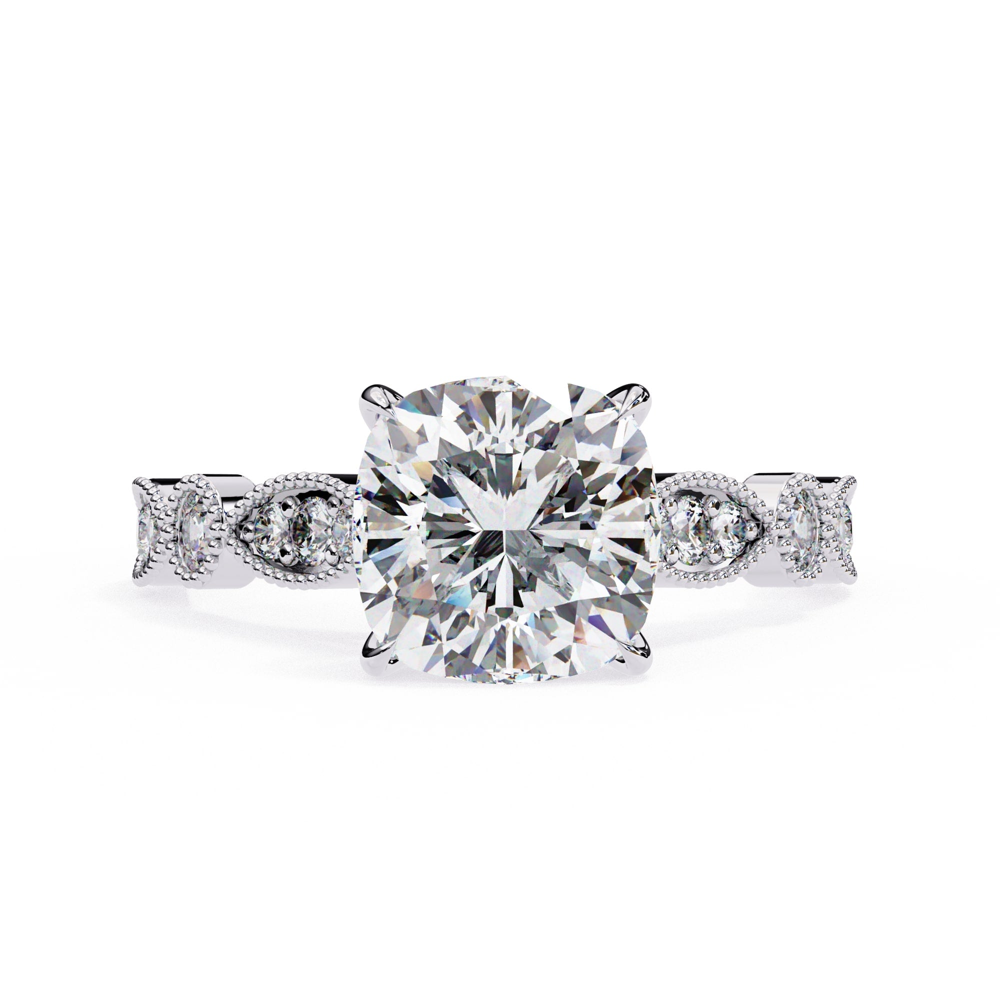 Elegant Diamond Central Stone Ring with Brilliant Side Accents