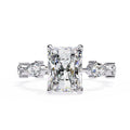 Radiant Central Stone Diamond Ring with Shimmering Side Accents