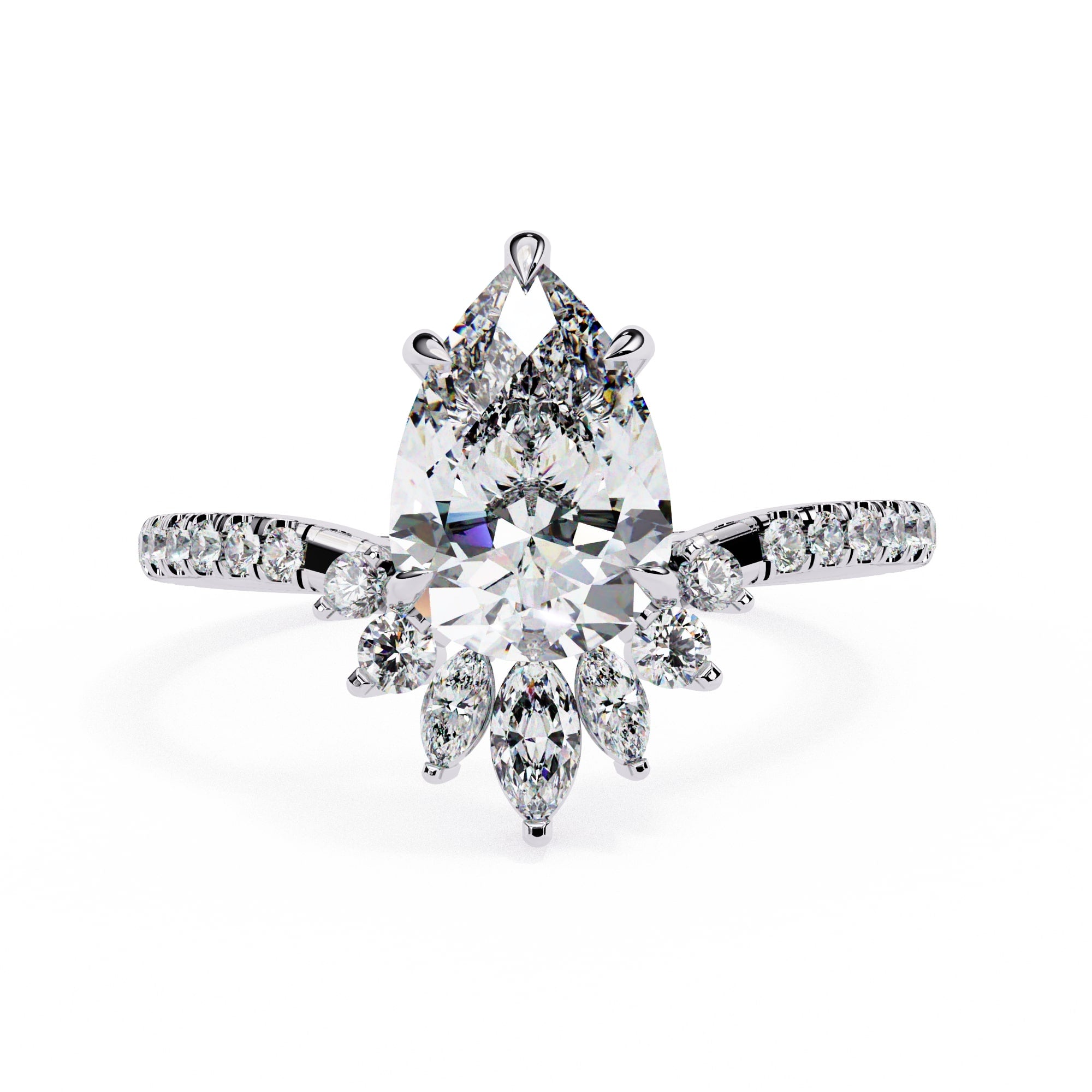 Elegant Central Stone Diamond Ring with Side Accents