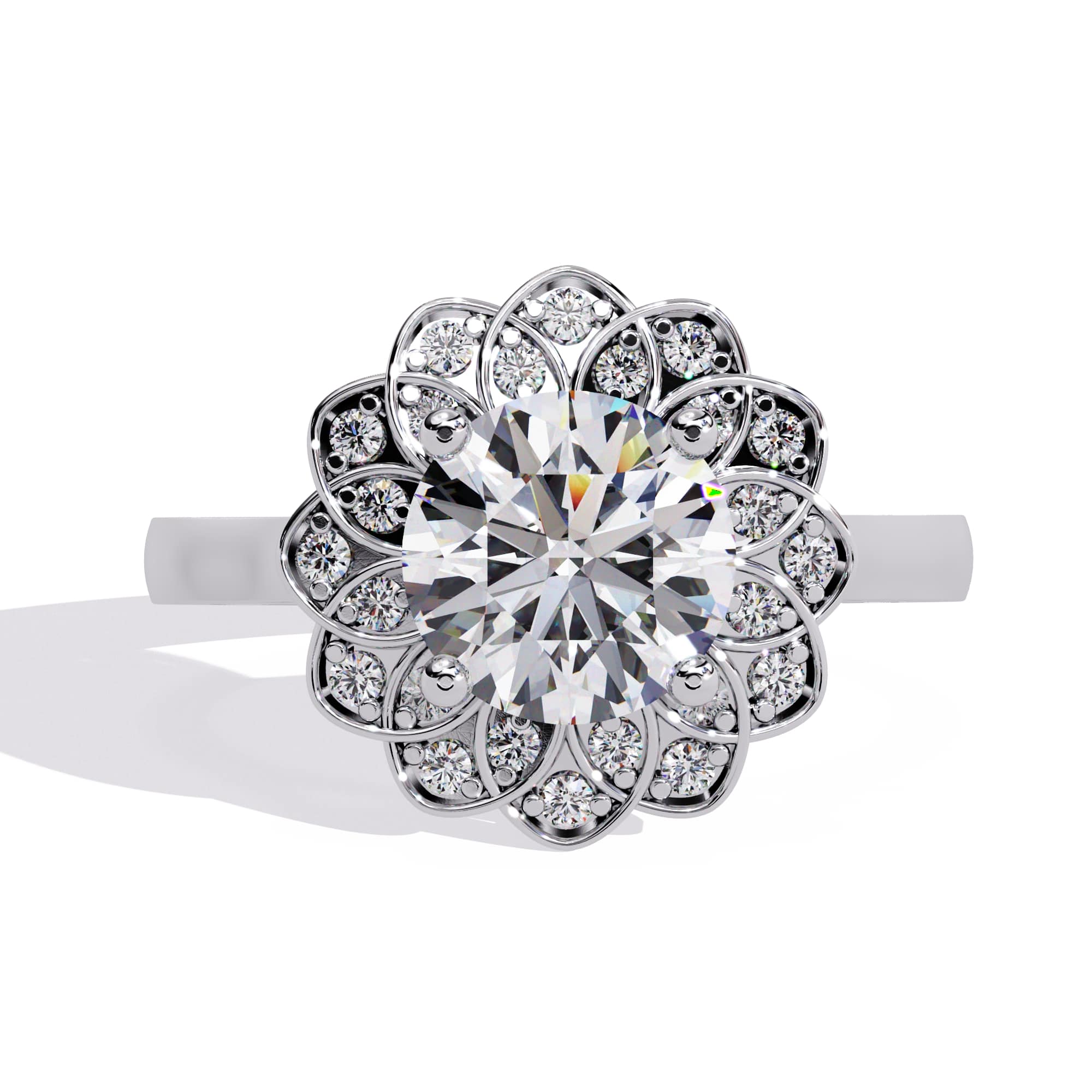Elegant Central Stone Diamond Ring with Side Brilliance
