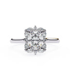 Radiant Central Stone Diamond Ring with Shimmering Side Accents