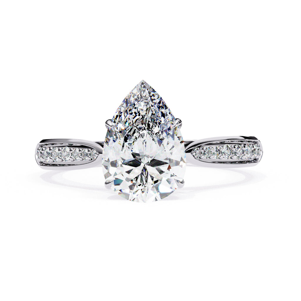 Radiant Central Stone Diamond Ring with Shimmering Side Accents