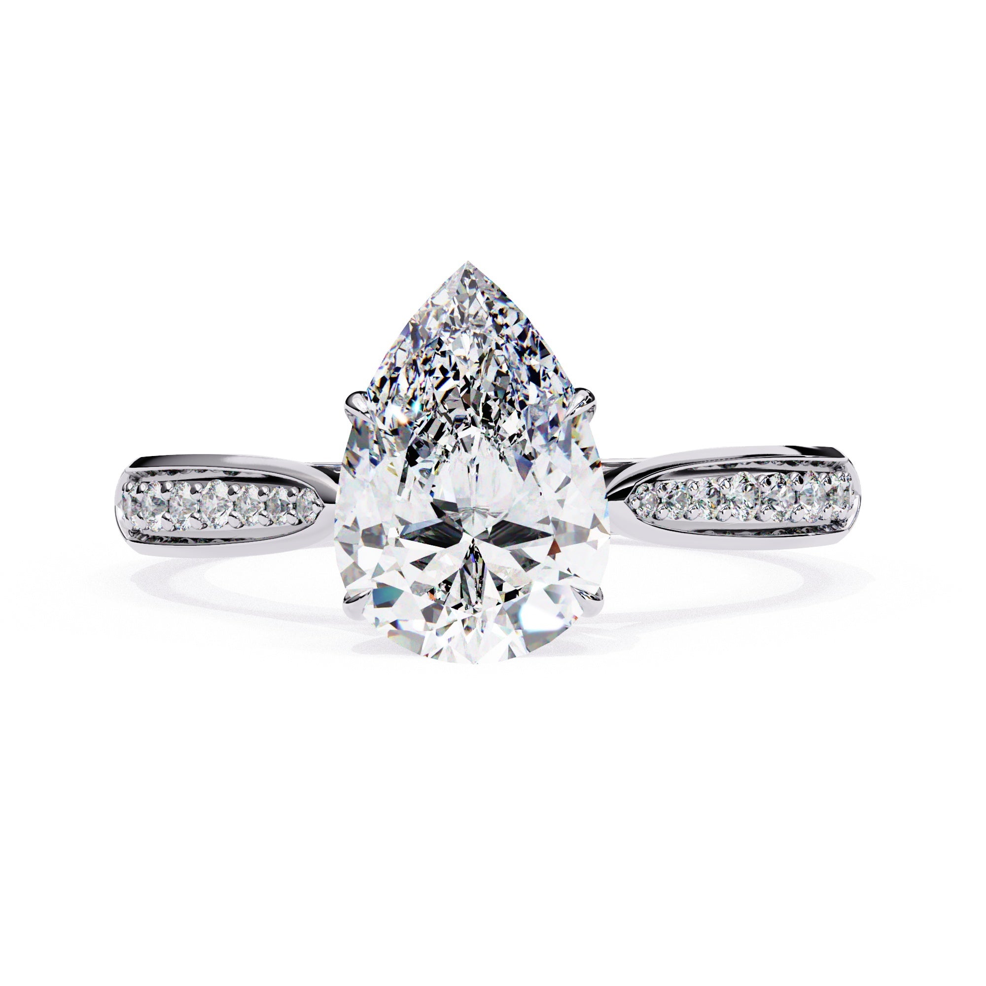 Radiant Central Stone Diamond Ring with Shimmering Side Accents