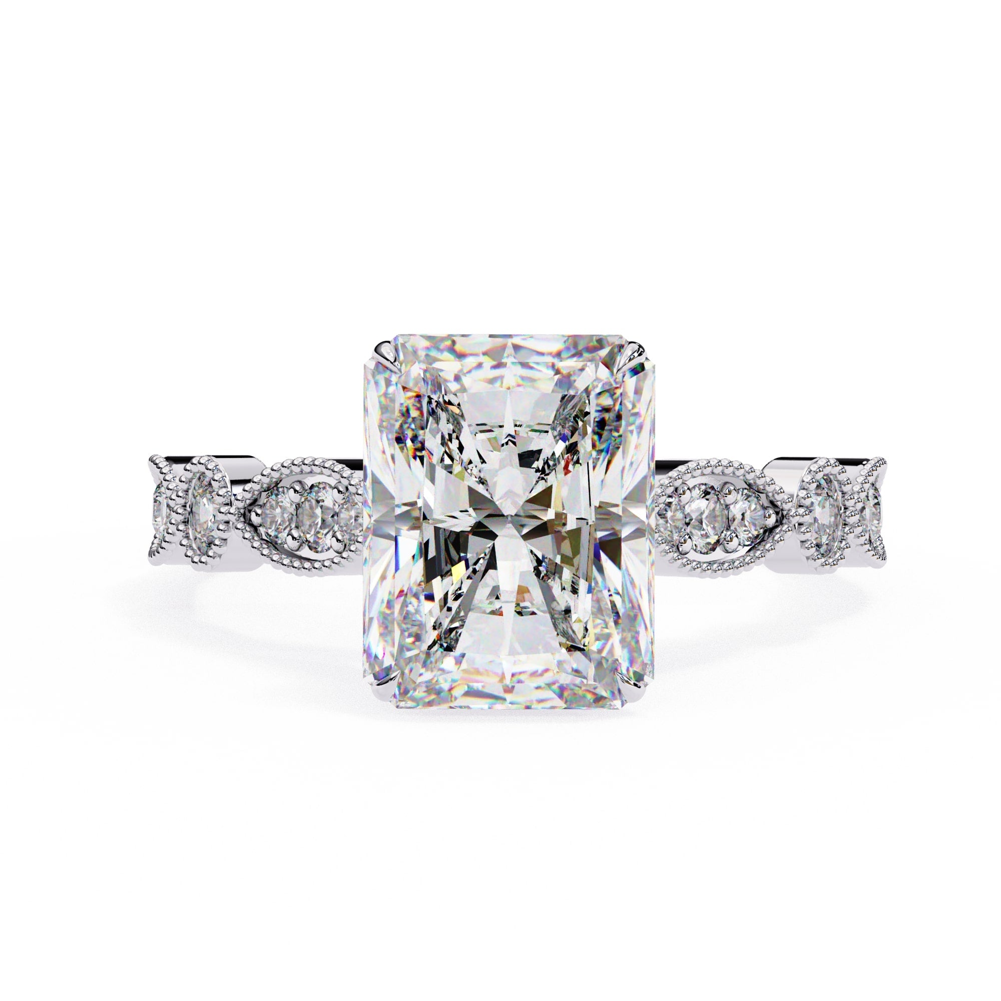Elegant Side Stone Diamond Central Ring