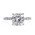 Radiant Central Stone Diamond Ring with Shimmering Side Accents